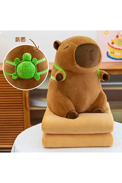 synshop Capybara Kapibara Plush Toy Sleeping Companion Turtle Bag Green Sulfa...