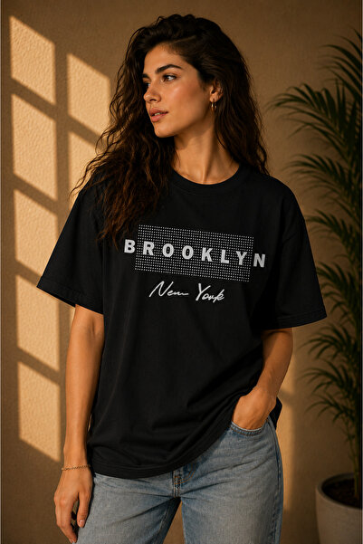 Clothify Unisex Oversize Brooklyn New York Printed Premium T-Shirt 100% Cotto...