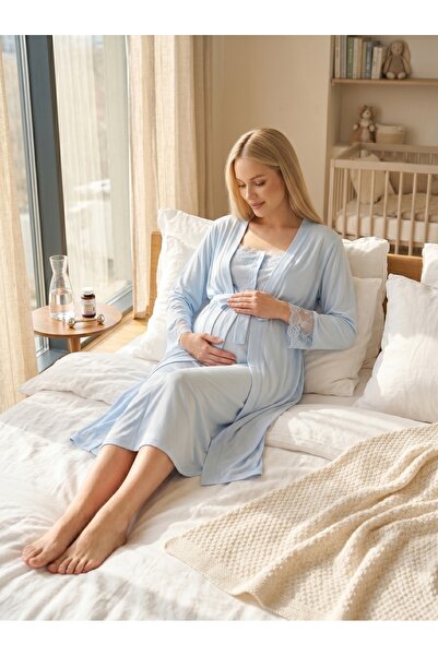 Lohussa Maternity Nightgowns - Blue - Long