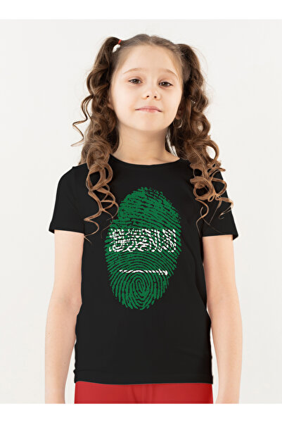 Generic عالم الموضة تيشرت قطن بطباعة عالية الجودة بتصميم بصمة السعودية