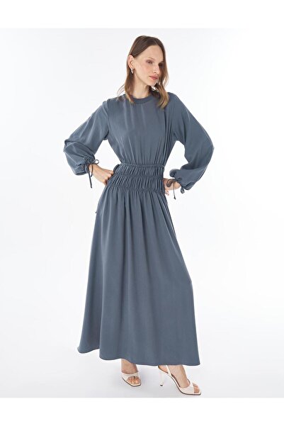 Kayra 100% Lyocell Waist Detailed Maxi Dress Ocean Leather