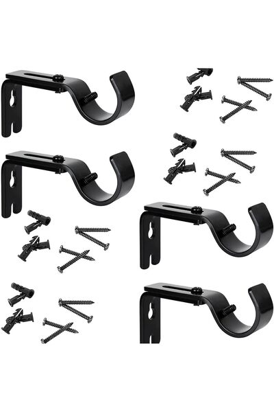 Arabest 4 Pack Curtain Rod Brackets,Adjustable Premium Rod Holder for Walls,D...