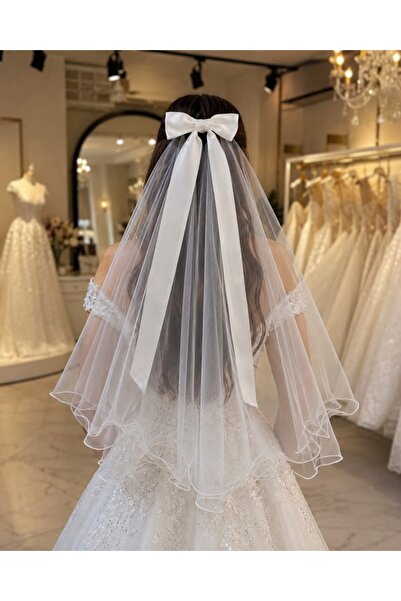 paris in paris Bridal Veil with Comb and Ribbons, 75 cm Length, Two-Layer Bri...