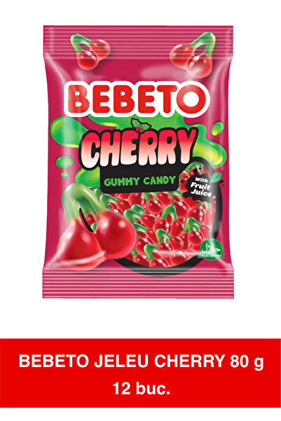 BEBETO Jeleuri gumate cu aromă de cireșe, moi și mestecabile, cu gust de fruc...