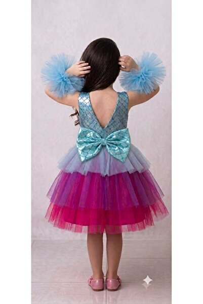 BOZTAŞ BEBE Mermaid Pom-Pom Dress & Birthday Dress & Party Costume Mermaid
