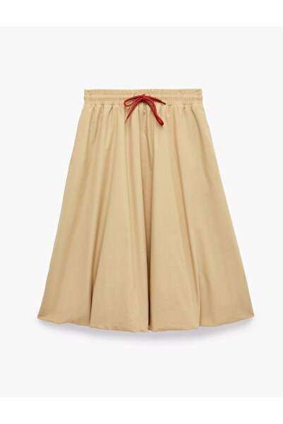 Koton Cotton Balloon Form Maxi Skirt with Elastic Waist Detail