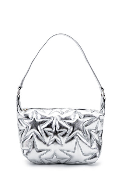 minebag Star Detailed Mini Baguette Women's Crossbody Bag Alpha Silver