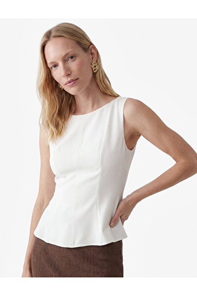 Koton Crew Neck Slim Fit Peplum Blouse
