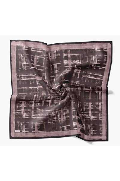Silk Home Копринен шал с твилова плетка и плавни линии, лилав, 90x90