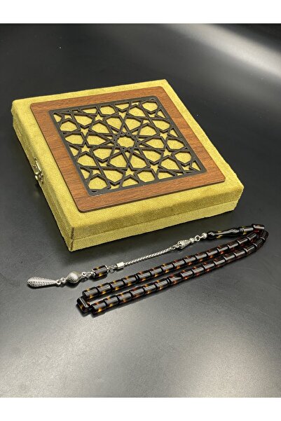 Çift Renk Beyrut Tesbih Sarı Küt Kesim 7x11 mm Erkek Tesbihi