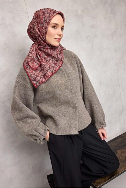 Silk Home وشاح ناعم من القطن والبوليستر بنمط فلورا بورجوندي غير قابل للانزلاق...