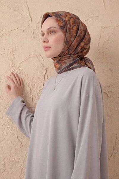 Silk Home وشاح ناعم بنمط ميلودي برتقالي غامق 90x90