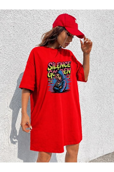 classy moda Γυναικείο εξαιρετικά μακρύ oversize μπλουζάκι με στάμπα γκράφιτι ...