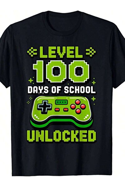 45 BPM تي شيرت Level 100 Days Of School Unlocked للرجال بمناسبة اليوم المائة ...