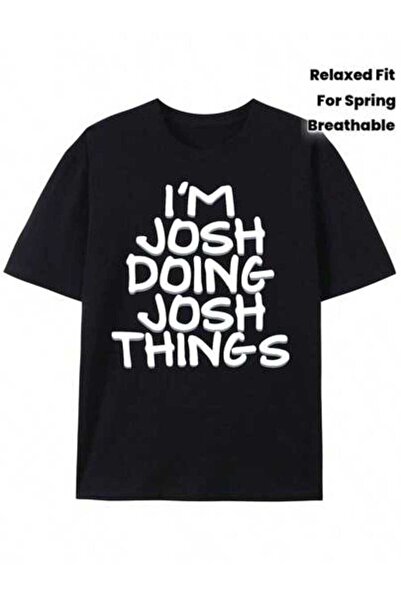 KYMC07 تي شيرت رجالي بطبعة "I'M DOING JOSH THINGS" - قطن ثقيل الوزن 180 جرام،...