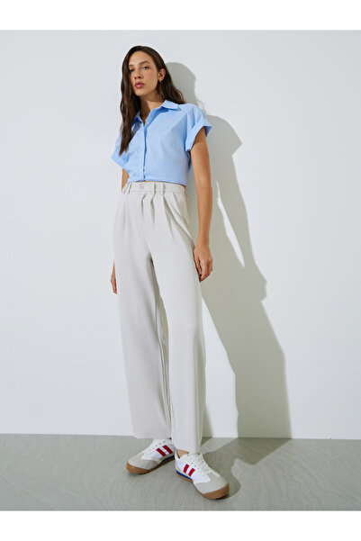 Styli Beige Wide-Leg Trousers