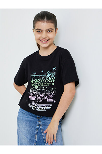 Styli Teen Girls Black Powerpuff Girls Oversized T-Shirt