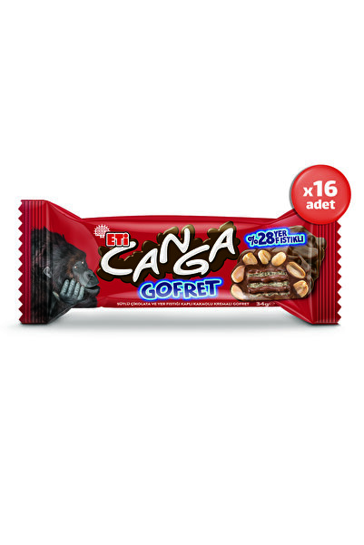 Eti Canga Yerfıstığı Kaplı Kakaolu Kremalı Gofret 34 g x 16 Adet