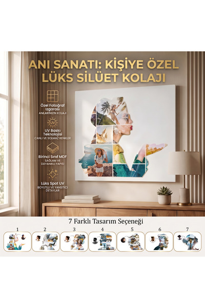 Kutup Yıldızı Tasarım Atölyesi Anı Sanatı: Kişiye Özel Lüks Silüet Kolaj Tabl...