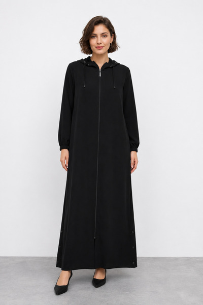 bihan store قبعة نسائية بغطاء رأس قابل للفصل وسحاب كامل طوله من الأمام Y26-26...