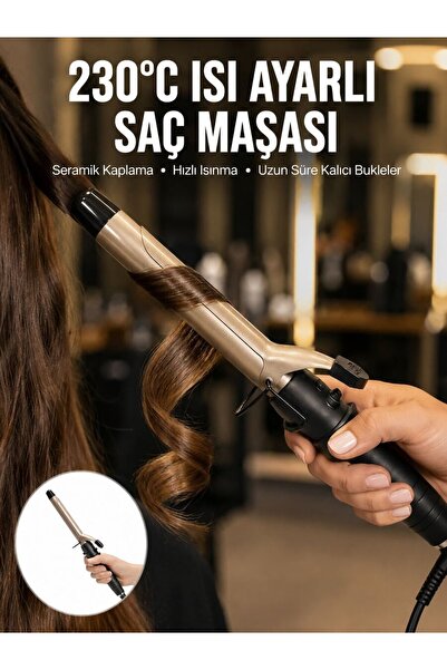 ETC 230 Degree Heat Adjustable Ceramic Hair Curler 25 mm New Generation - Miy...