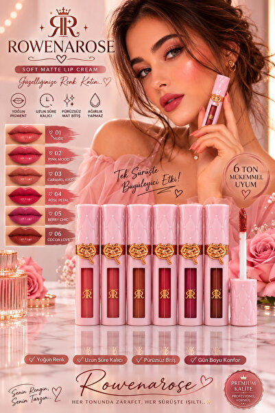 ROWENAROSE 6'Lİ ISLAK RUJ SETİ
