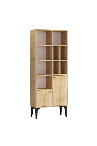OEM Bibliotecă Hanah Home, PAL melaminat, 60x30x175 cm, picioare 25cm, stejar...