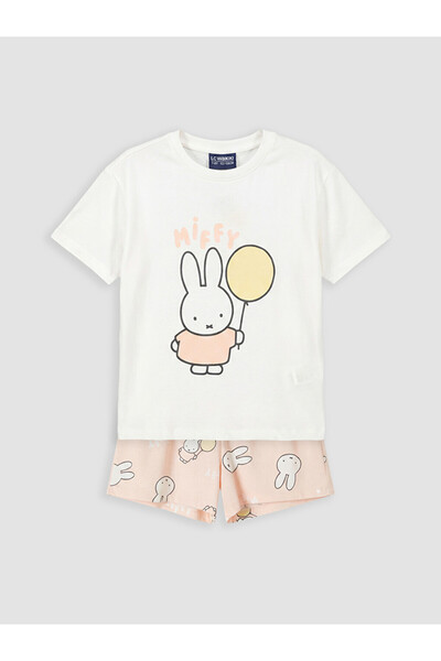 LC Waikiki RMZ GİYİM FARKIYA طقم بيجامة بناتي مطبوع عليه Miffy مع شورت