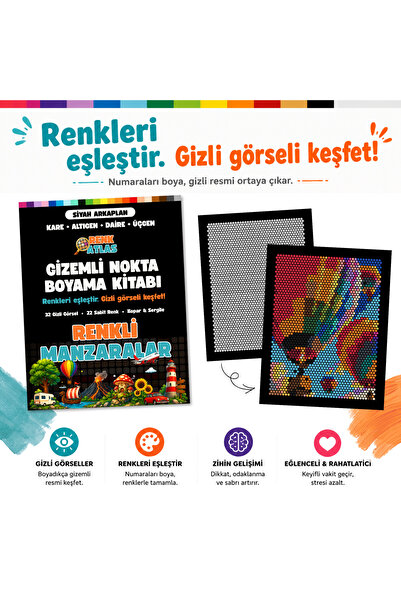 RenkAtlas Gizemli Nokta Boyama Kitabı: Renkli Manzaralar