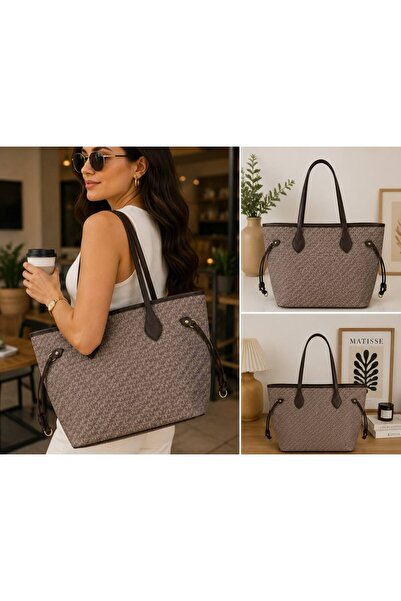 özer design Luna Monogram Büyük Boy Kadın Omuz Çantası – Günlük & Şık Tote Bag