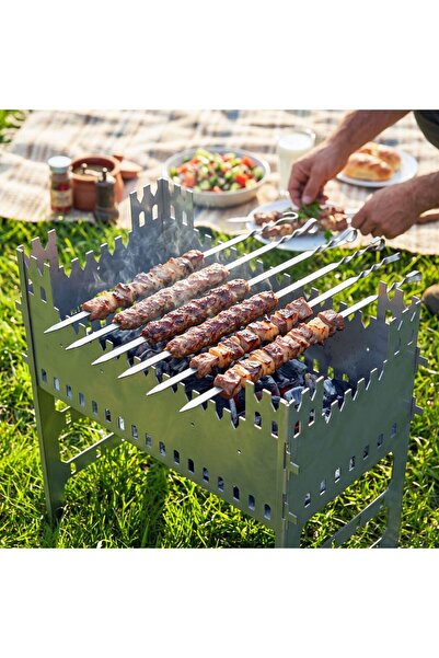 Kamp Ayısı Kamp Ayısı® CastleGrill™ 2mm Galvaniz Çelik, Katlanır, 13 Şiş Kapa...