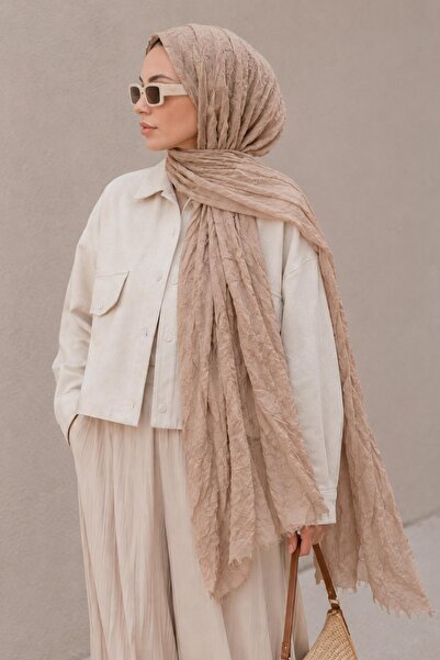 AFVENTE Vual Crash Shawl Milk Coffee