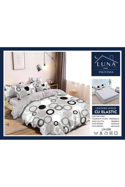 Pucioasa Lenjerie de Pat Finet Gros 6 Piese Cearceaf cu Elastic 180x200 cm