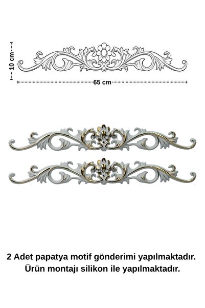Dekonil Klasik Papatya Desenli Duvar ve Tavan Dekorasyon Motifi 10×65 cm (2 Adet)
