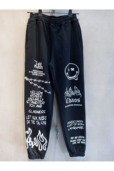 classy moda Unisex Symbol Front Printed Baggy Pants