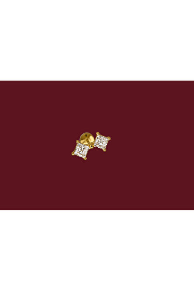 Titanyum Seri İki Taş Zirkon Taşlı Piercing 8 mm | Tragus, Helix, Conch ve Flat Kulak Piercing