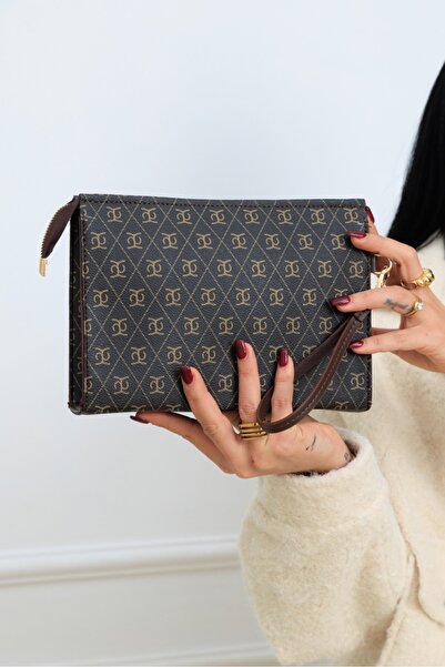 COUPELLA Kadın Monogram Desenli El Çantası Portföy Cüzdan Clutch