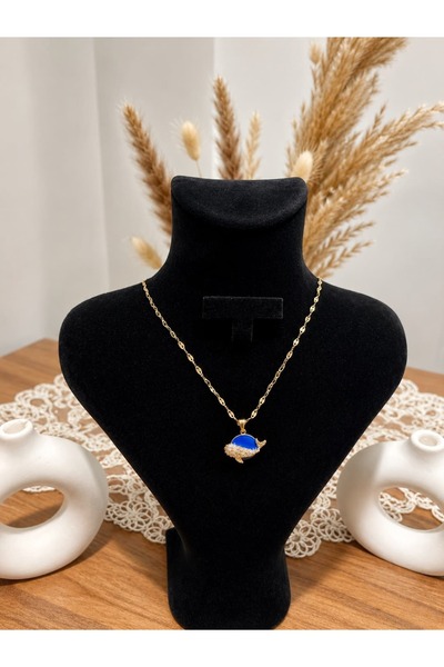 ENORİA ACCESSORİES Mavi Balık Figürlü Zirkon Taşlı Kolye