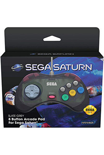 Retro-Bit Ενσύρματο χειριστήριο arcade για Sega Saturn σε γκρι απόχρωση Slate...