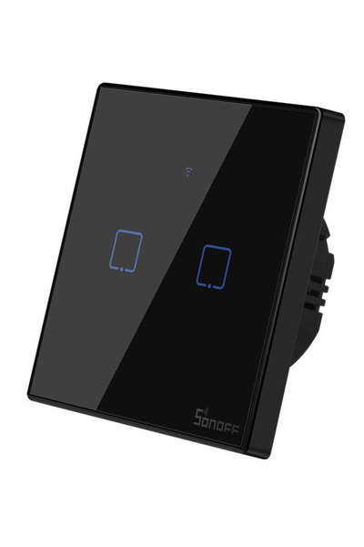 Sonoff smart διακόπτης ΤΧ-T3EU2C, αφής, Wi-Fi, διπλός, μαύρος