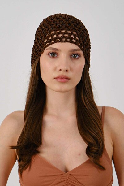 C&City Perforated Summer Knitted Beanie Y8256 Brown