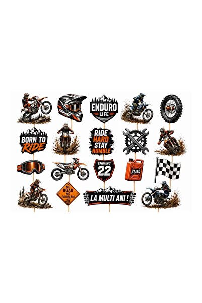 DecoParty Set de decorațiuni pentru tort – Tematică Motociclete Enduro, 19 pi...