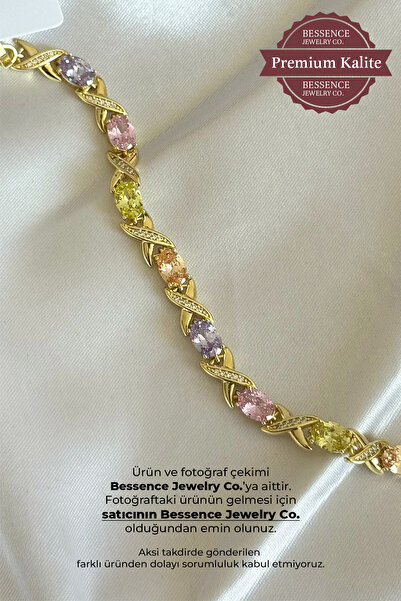 BESSENCE JEWELRY CO. Xuping 14K Gold Renkli Oval Zirkon Taşlı Sonsuzluk Model...