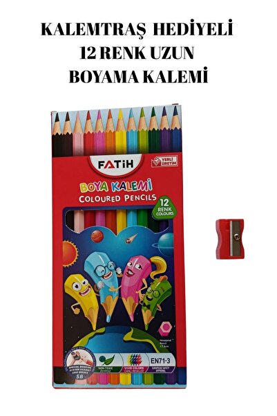 Genel Markalar 12 Renk Kuru Boya Kalemi Seti – Canlı Renkler, Kolay Boyama, Ç...