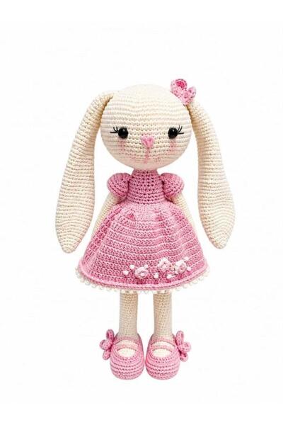 OYUNCAKPARK Süslü Uzun Kulak Tavşan Uyku Arkadaşı Amigurumi Organik Oyuncak