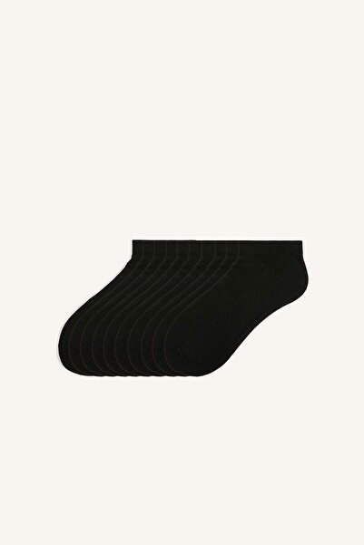DeFacto Women's Seamless 10-Pack Cotton Booties Black Socks I3491Axns
