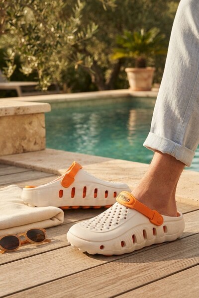 Modazirve Ecru Orange Daily Beach Pool Beach Slippers Unisex Slippers & Sandals