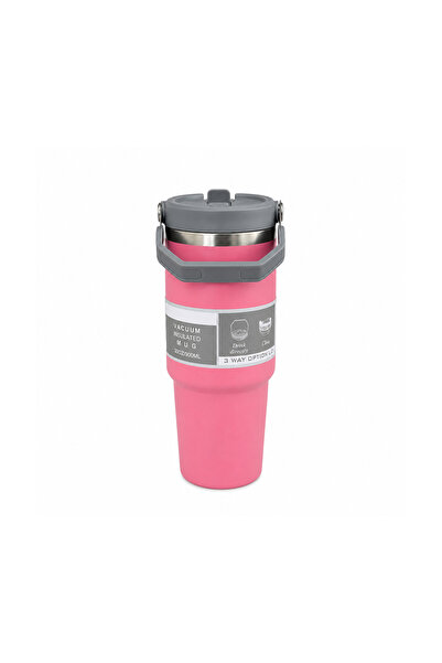 Lacoz 900ML Vacuum Insulated Stainless Steel Travel Mug with Handle & Reusabl...