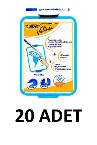 Bic 20 Adet Velleda Kalem Ve Silgi Yazı Tahtası 19x26cm