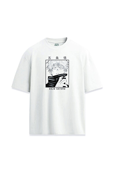 Darkia Jujutsu Kaisen Gojo Satoru Printed Design Relax Fit White T-Shirt
